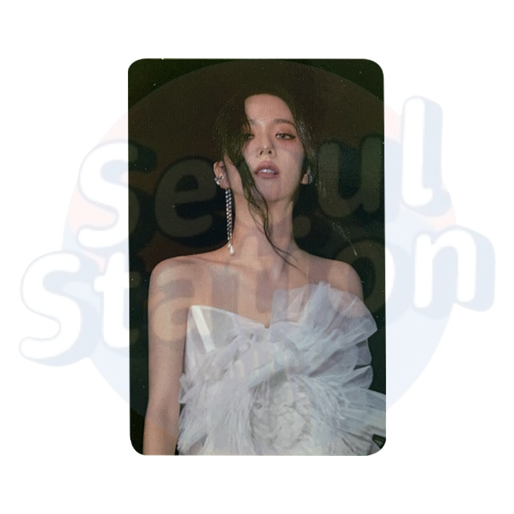 JISOO - ME - Photo Card (Red Back) white outfit