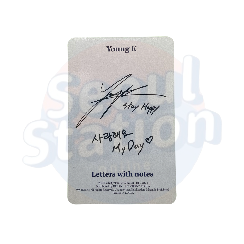 YOUNG.K - LETTERS WITH NOTES - 1st Full Album - Photocard Back